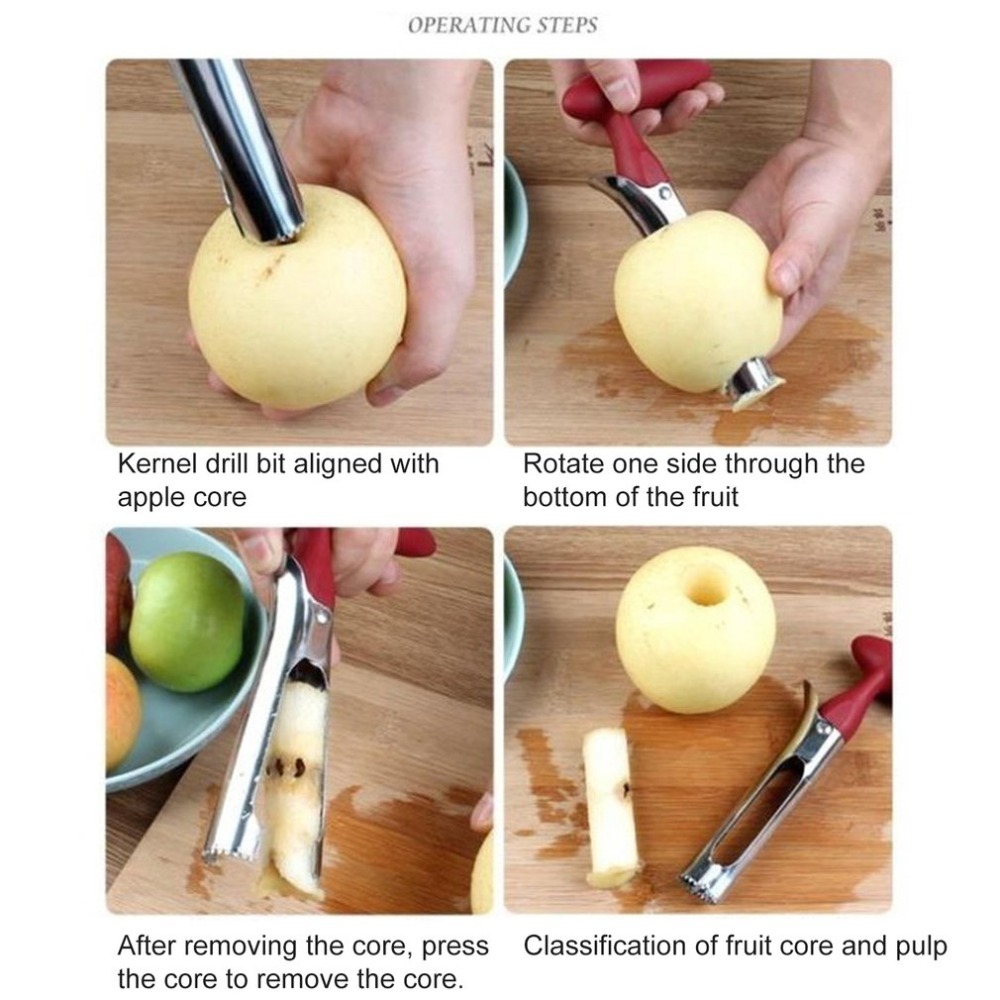 Apple Corer Slicer - Pemotong Inti Apel dari Baja Anti
