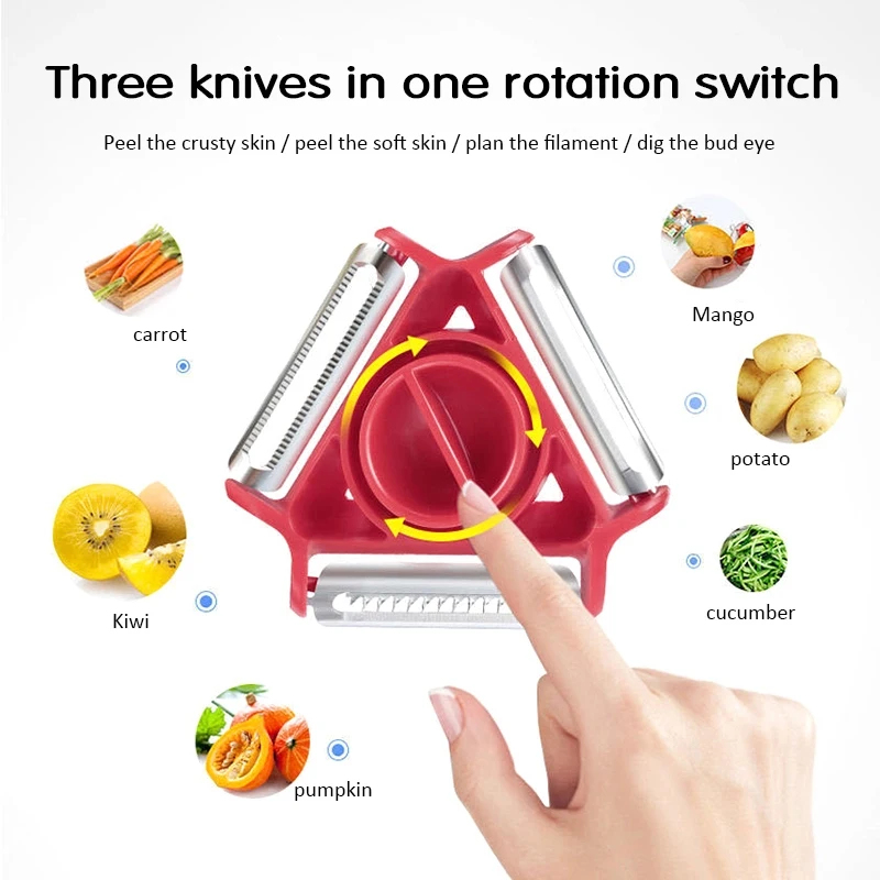 1/3 Buah Set Pengupas Trio Aja - Household Kitchen Gadgets Vegetable Cutter Silk Cutter ulasan dan harga